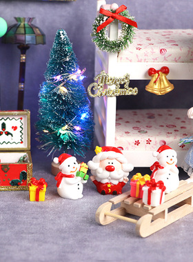 迷你圣诞节装饰品娃娃屋桦木欧式