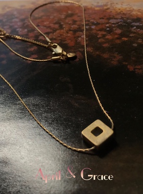 原版出口原版带标m牌简约天然贝方形项链 超精致真金锁链设计