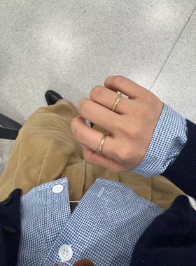 【四月的格蕾丝】保色极细手工感凹纹闪亮镶钻锆石简约戒指