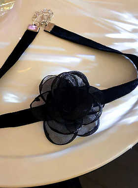 高级感上超仙黑色脖子配饰