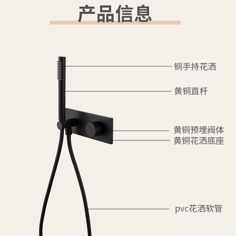 科勒᷂极简枪灰暗装入墙式出水淋浴花洒套装浴室全铜龙头圆形白色 - 图1