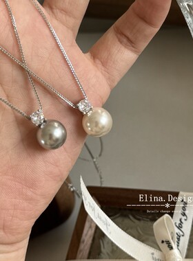 轻奢小众简约风真多麻美拉德施家S925银链戴妃单颗珍珠项链