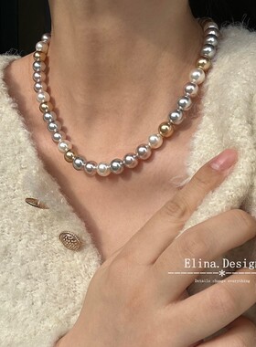 氛围感搭配百搭简约糖果色混彩粉白四色项链S925银扣项链