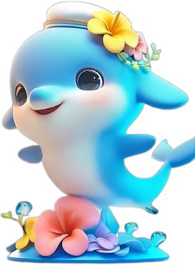 防水贴纸可爱蓝色小海豚