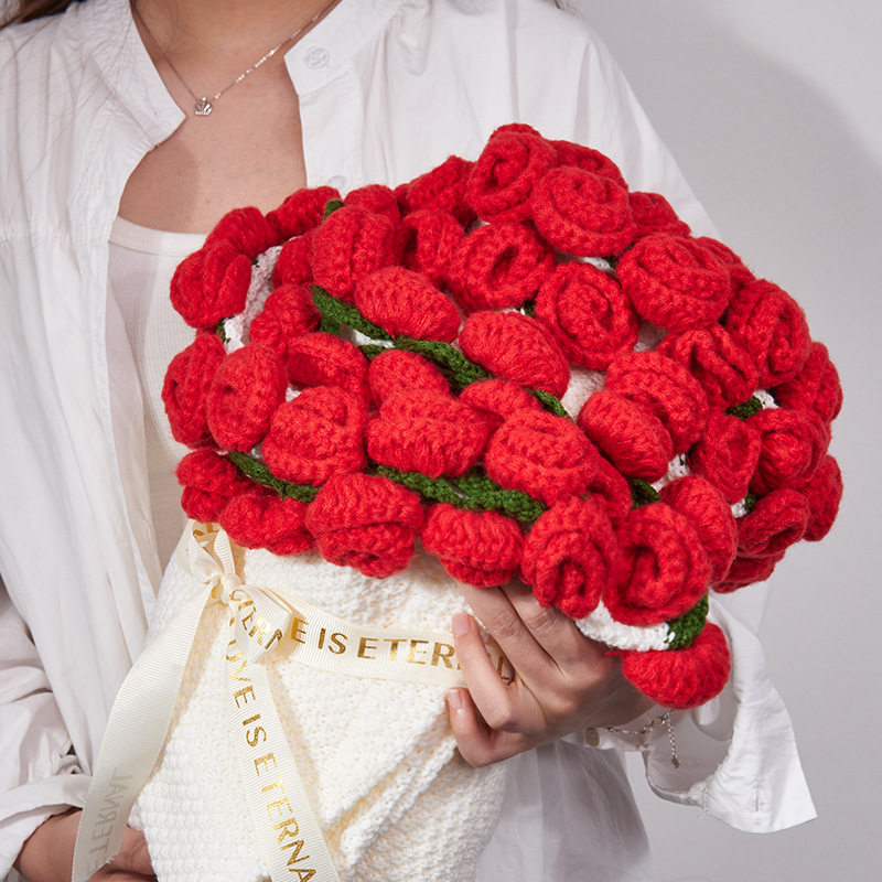 玫瑰花毯子花束毯子成品手工编织送女生闺蜜生日实用礼物,淘宝优惠券,粉丝福利购,淘宝优惠卷