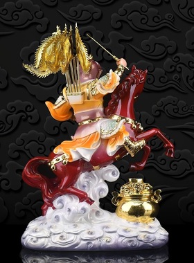 新款树脂报马将军神像黄小跑家用摆件左右报马小童将军像