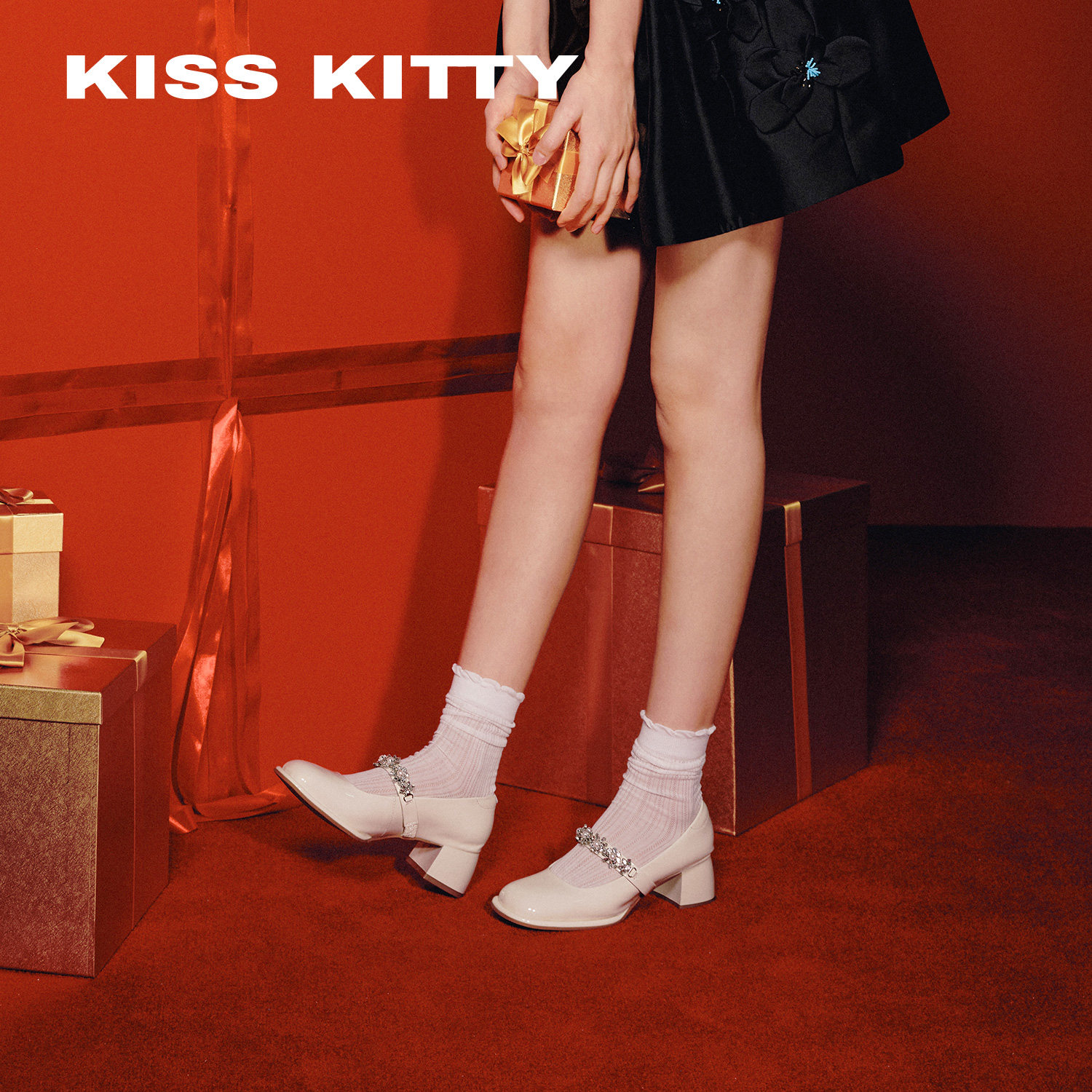 KISSKITTY心动玫瑰 玛丽珍女鞋新款一字带高跟鞋羊皮垫单鞋不累脚,淘宝优惠券,粉丝福利购,淘宝优惠卷