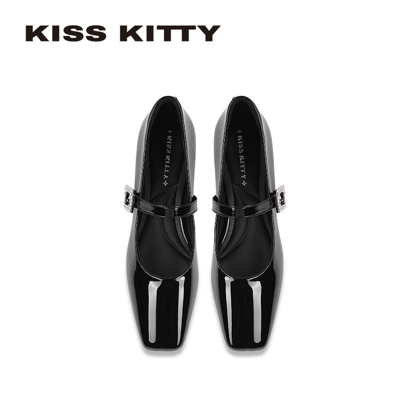 KISSKITTY一字带玛丽珍鞋女2026春新款法式复古低跟方头浅口单鞋,淘宝优惠券,粉丝福利购,淘宝优惠卷