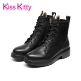 Kiss Kitty Martens, зимние утепленные ботинки, короткие сапоги на платформе, средней длины, средний каблук
