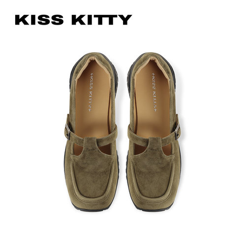 KISSKITTY复古羊反绒玛丽珍鞋女26年新款T字带厚底增高单鞋不累脚 - 图3