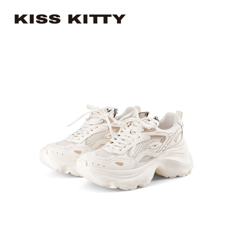 KISSKITTY小猫耳 厚底老爹鞋羊皮垫26春季新款百搭增高运动休闲鞋,淘宝优惠券,粉丝福利购,淘宝优惠卷