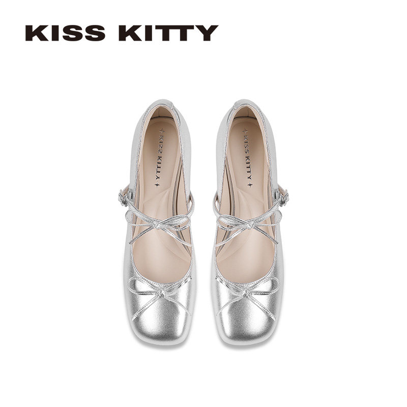 KISSKITTY鎏金幻银 羊皮玛丽珍法式复古高跟鞋26年春新款粗跟单鞋,淘宝优惠券,粉丝福利购,淘宝优惠卷
