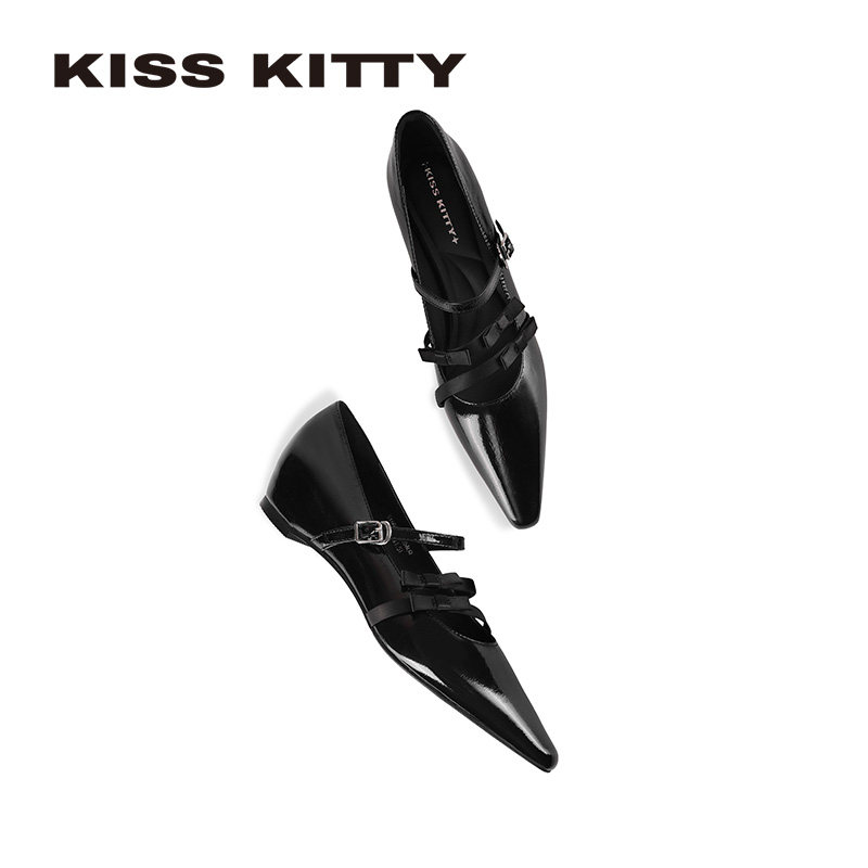 KISSKITTY玛丽珍女鞋26年新款法式银色尖头芭蕾舞平底浅口单鞋,淘宝优惠券,粉丝福利购,淘宝优惠卷