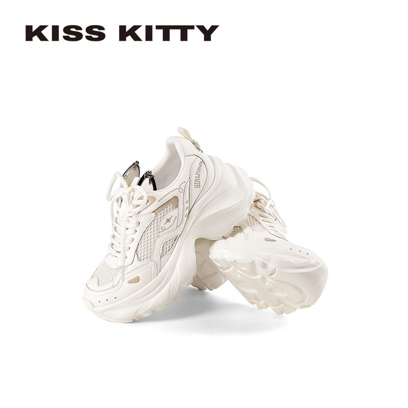 KISSKITTY小猫耳 厚底老爹鞋羊皮垫26春季新款百搭增高运动休闲鞋,淘宝优惠券,粉丝福利购,淘宝优惠卷