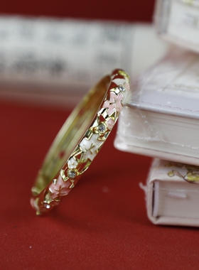 景泰蓝圆形开口手镯淡雅小碎花