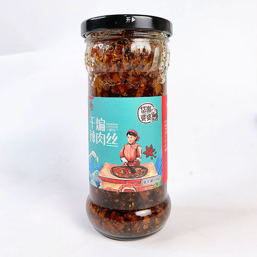 岱崮婆婆山东临沂干煸辣肉丝油辣椒拌饭酱蒙特产下饭菜218克瓶装 - 图2