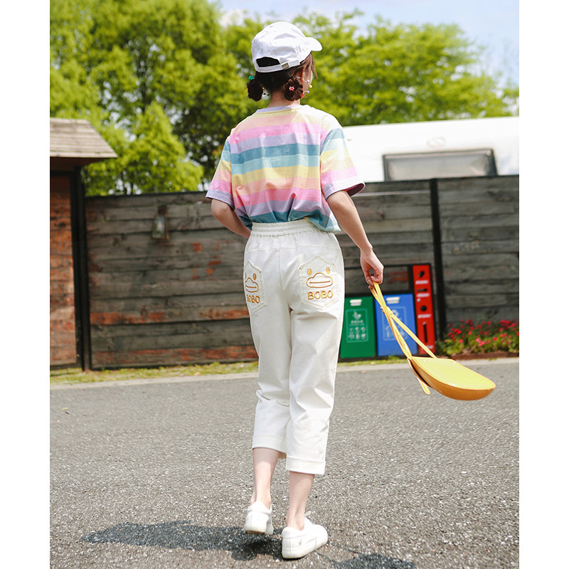 少女休闲裤显瘦百搭直筒高腰七分裤 niffeilu休闲裤