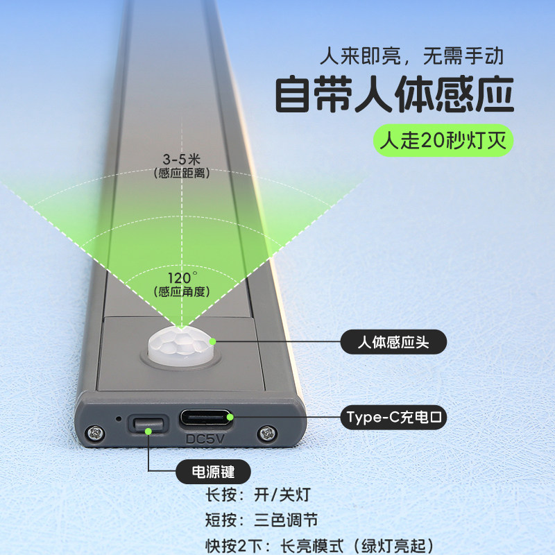超薄led充电灯带自粘无线免接线鞋柜灯衣柜磁吸橱柜人体感应灯条,淘宝优惠券,粉丝福利购,淘宝优惠卷