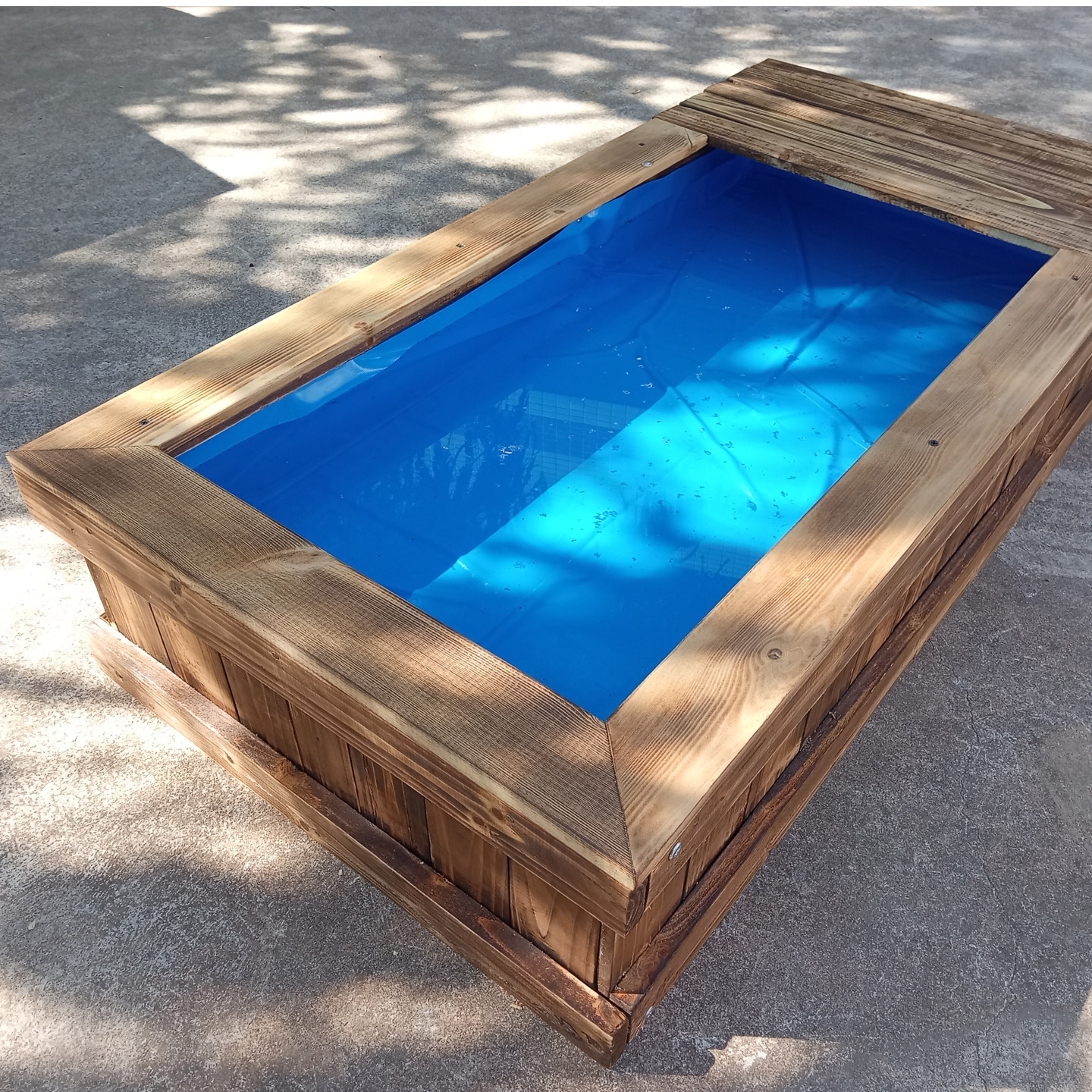 防腐实木帆布防水布鱼池锦鲤专用地缸箱户外阳台饭店游泳移动造景 - 图2