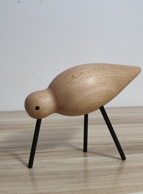 实木榉木桌面水鸟摆件北欧丹麦