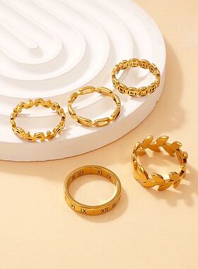 钢钛个性热销跨境罗马数字指环