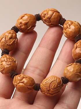 橄榄核钻石面刀痕款手工八大财神手串成品文玩把件男女款手链佛珠