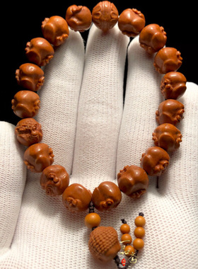 新品小籽十八罗汉手串男款盘玩文玩桃核龙纹核桃核雕18罗汉橄榄核