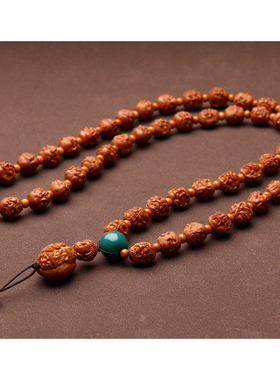 龙纹桃核54颗双面108十八罗汉佛珠挂脖文玩小籽雕刻须派念珠手串