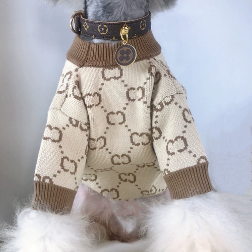 Модный бренд питомец-собака кошачий свитер осень и зимняя толстая одежда Тедди Шнаузер Маленький и средний для собак теплый вязаный свитер