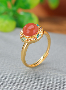 本月新品限时优惠水红玛瑙戒指