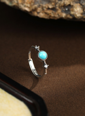 新中式尾戒纯银和田玉女南红玛瑙