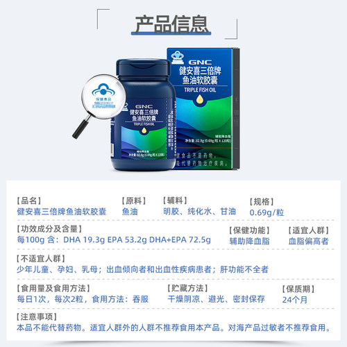 健安喜GNC 深海鱼油EPA软胶囊DHA成人中老年omega3官方旗舰店正品 - 图3