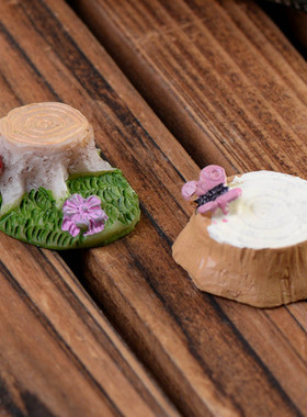 迷你蘑菇树桩创意手工蝴蝶树头摆设微景观造景摆件多肉花盆小饰品