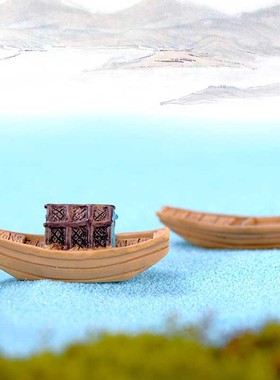 微景观盆栽迷你江南小船装饰创意拍照手工树脂摆件可爱渔船乌篷船