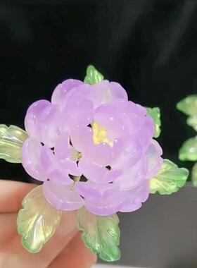 新款16mm立体琉璃芍药花花瓣diy手工串珠牡丹花材料古风发簪配饰
