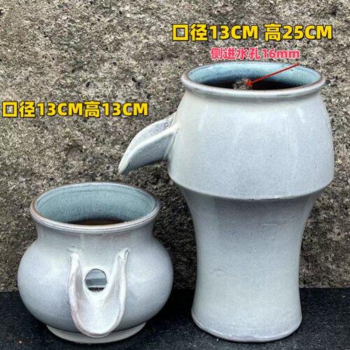 现代简约流水摆件粗陶清仓罐子流水瀑布养鱼水缸陶瓷大口径庭院 - 图1