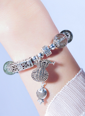 绿幽灵水晶手串925女简单大方