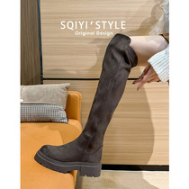 Thick bottom 5050 over knee long cylinder boot female small child 2023 autumn winter new ultra high cylinder Slim Rider Boots Slim boots slim