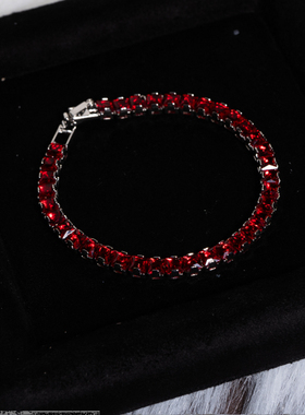 喜庆鸽血红宝石手链时尚叠戴百搭
