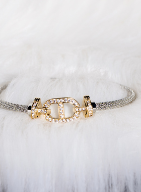 香港高定猪鼻子镶钻精钢丝手镯厚镀18K