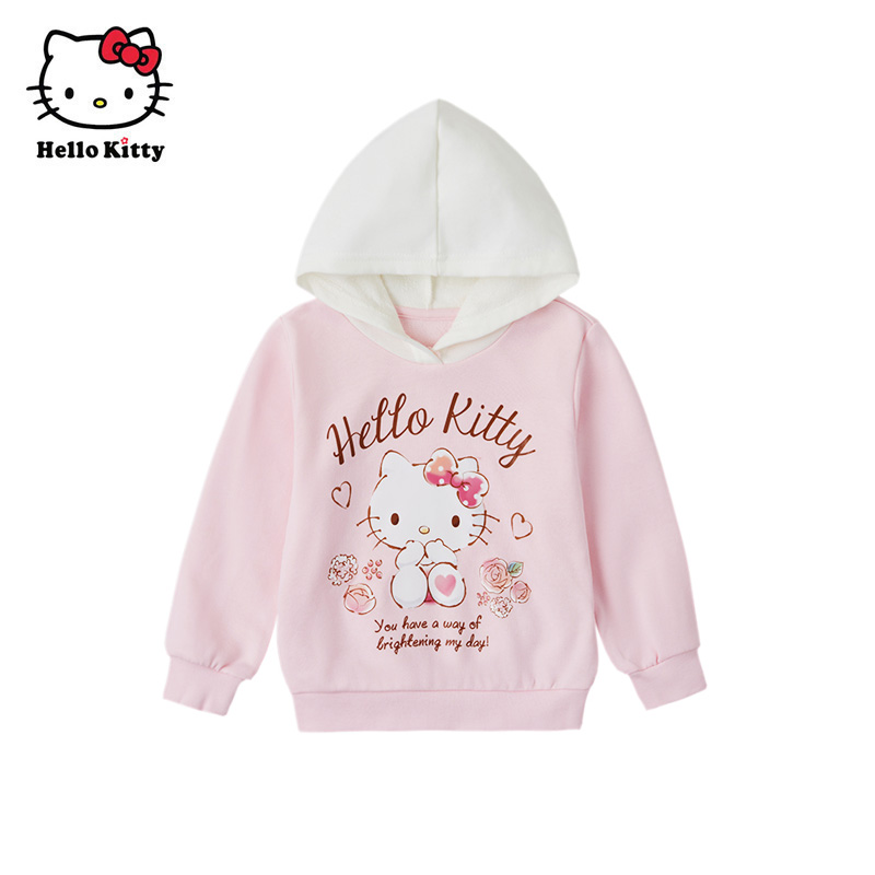Hello Kitty凯蒂猫童装女童春款长袖连帽卫衣儿童休闲上衣 - 图0