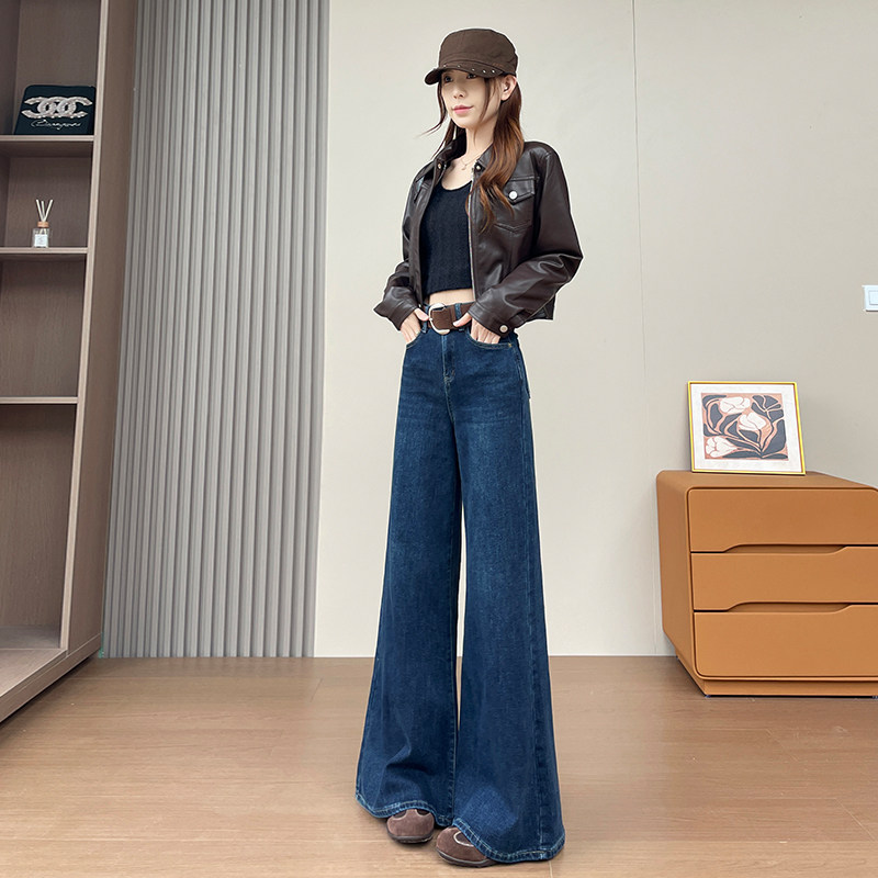 薄绒阔腿喇叭牛仔裤女长裤秋冬季高腰显瘦时尚弹力拖地裤子抓绒,淘宝优惠券,粉丝福利购,淘宝优惠卷