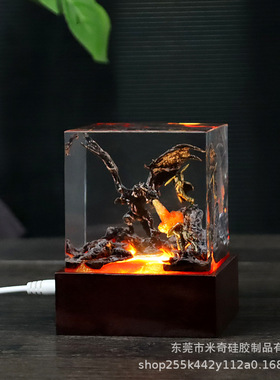 跨境外贸屠龙勇士创意树脂小夜灯工艺品家居卧室水晶摆件特色礼物