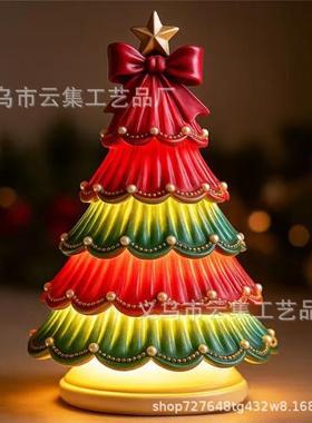 跨境爆款Christmas Tree Lights圣诞节装饰品发光树灯树脂摆件