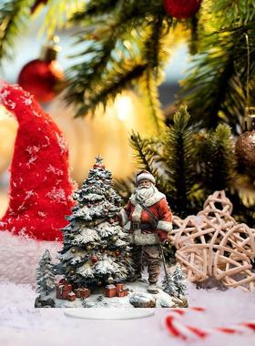 跨境新品圣诞节圣诞老人亚克力平面摆件圣诞家居客厅场景装饰摆件