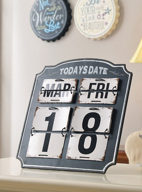 盈靓铁艺万年历摆件桌面日历台历