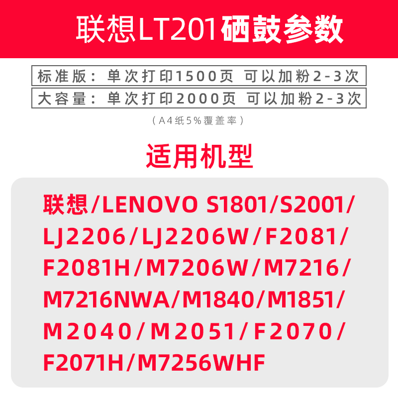 联想7206W硒鼓易加粉联想M7206W粉盒m7206黑白打印机墨粉盒鼓架-图1