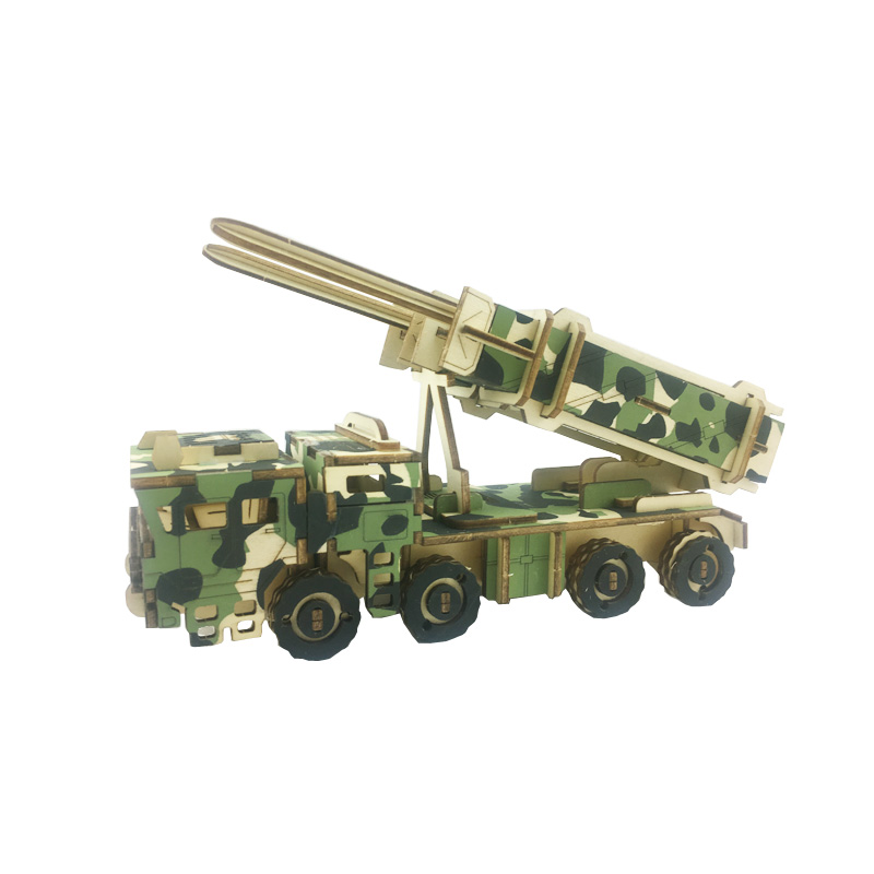 3D木制仿真拼装军事武器模型男孩益智手工DIY立体拼图远程火箭炮