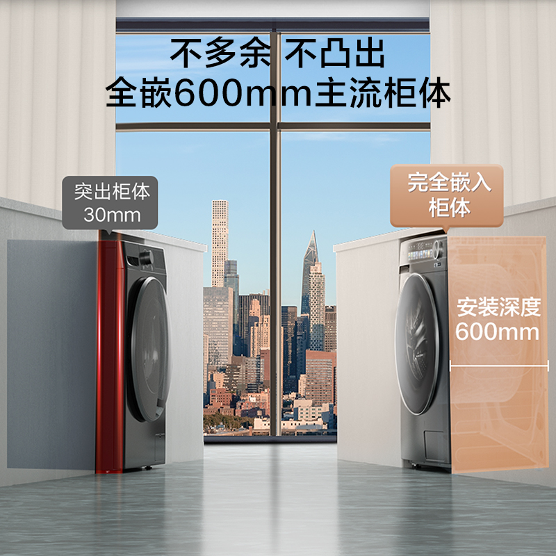 [超薄全嵌]小天鹅洗衣机小乌梅轻享版10KG家用滚筒洗脱一体TGSC81