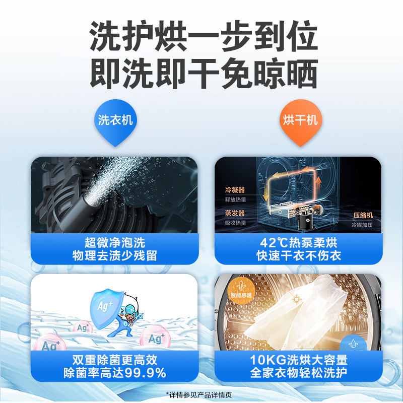 【水魔方】小天鹅洗烘套装10kg洗衣机 小天鹅洗烘套装